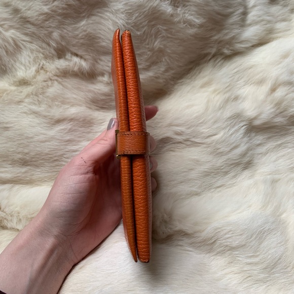 Hermes Bearn tri-fold leather wallet orange gold hardware - Picture 4 of 16